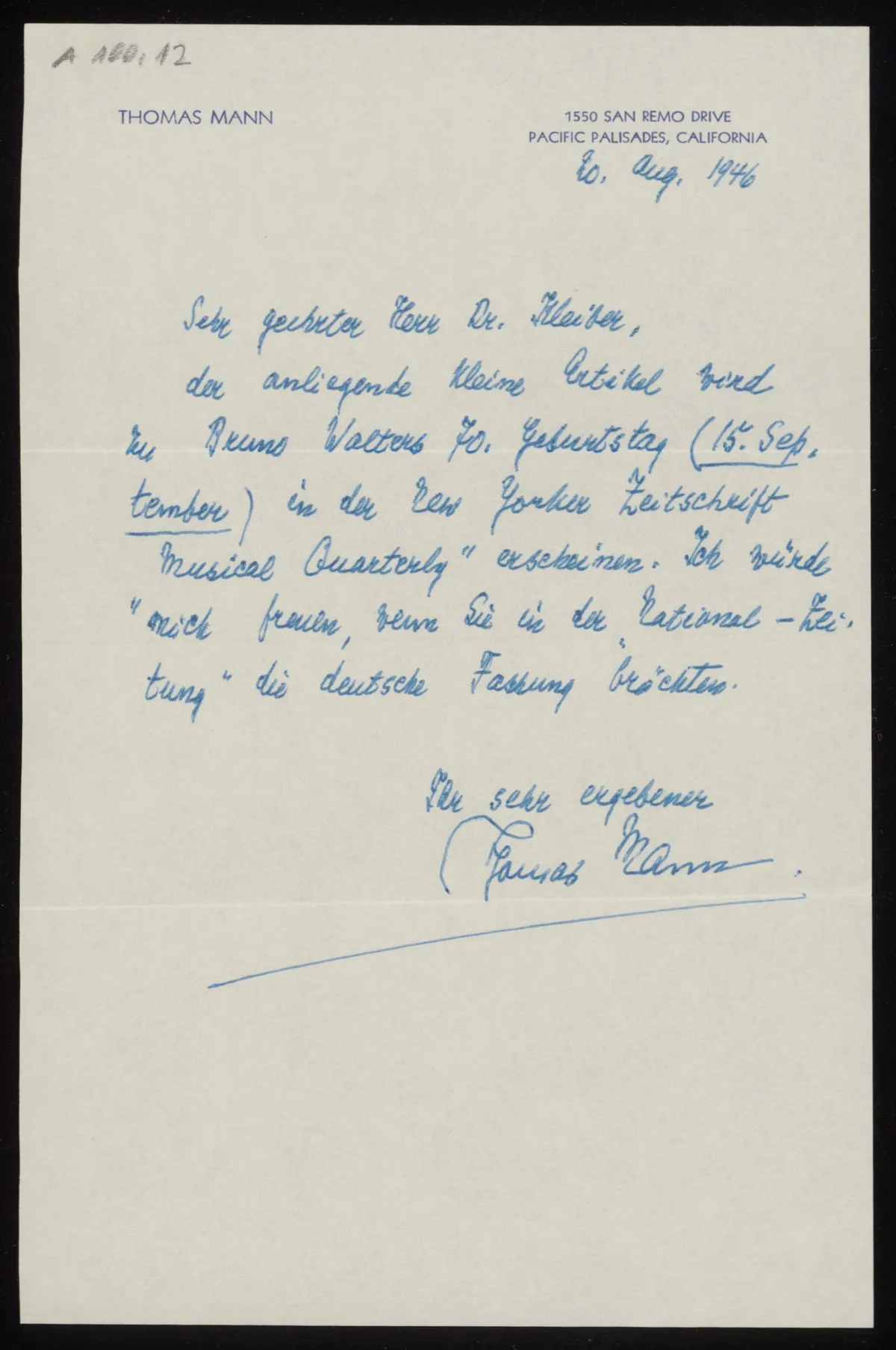 1936-12-14 Thomas Mann an Otto Kleiber – 23